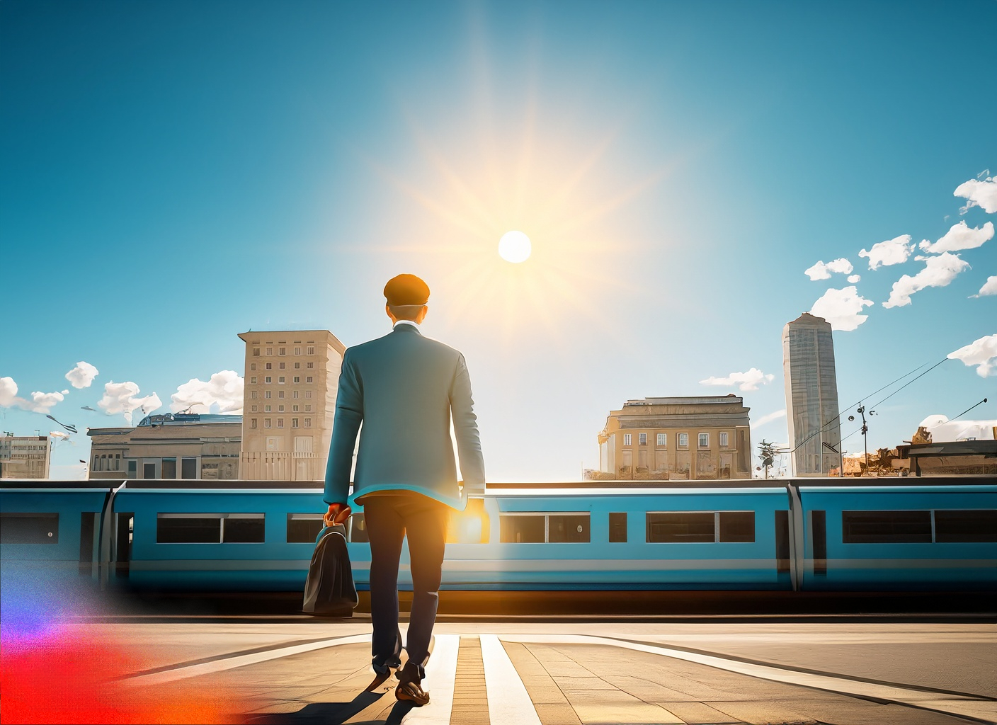 uomo treno viaggio di lavoro