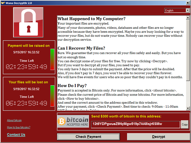 wannacry schermata