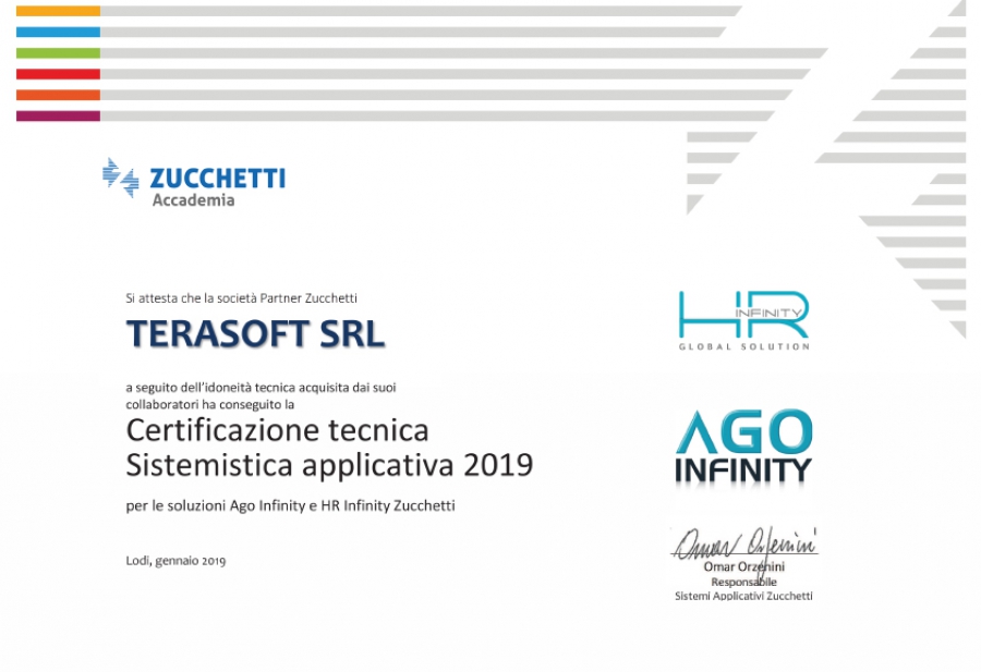 Attestato certificazione sistemistica 2019