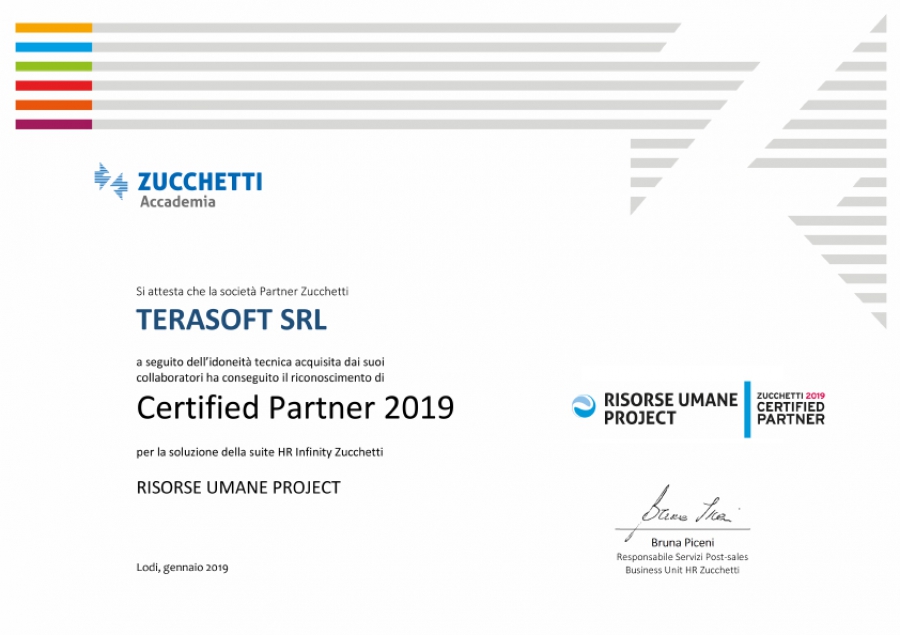 Attestato Risorse Umane Project 2019